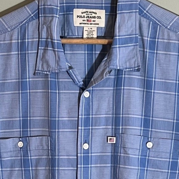 Polo Ralph Lauren Other - Ralph Lauren Polo Jeans Co. Blue Check Button Down Shirt Rodeo Cotton Large Mens